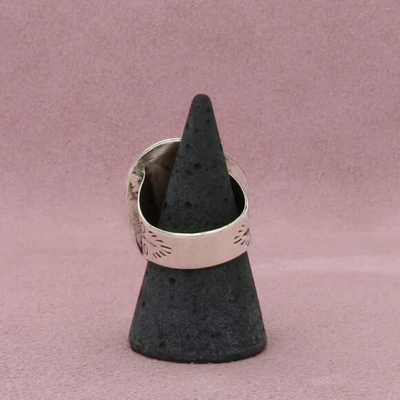 navajo sterling silver vintage bezel-set turquoise wide band ring size 9 - Picture 3 of 3